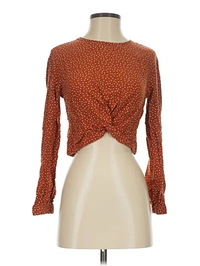 Pre-owned Bershka Long Sleeve Top Orange Sweetheart Neckline Tops