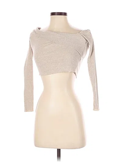 Pre-owned Bershka Long Sleeve Top Tan One Shoulder Neckline Tops