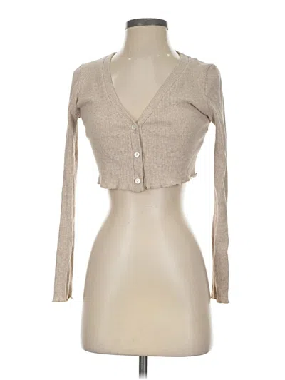 Pre-owned Bershka Long Sleeve Top Tan Sweetheart Neckline Tops