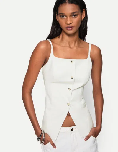 Bershka Long Vest With A Square-cut Neckline In White