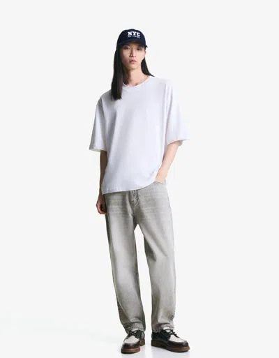 Bershka Loose Tapered Jeans In Gray