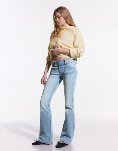 Bershka Low-rise Boot-cut Jeans In Blue