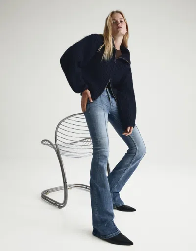 Bershka Low-rise Bootcut Jeans In Blue