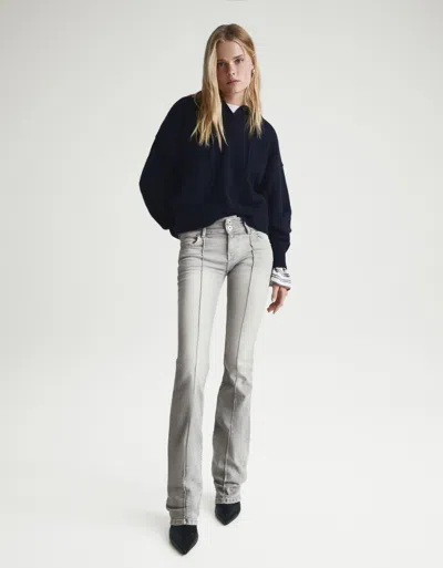 Bershka Low-rise Bootcut Jeans In Gray
