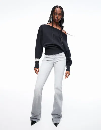 Bershka Low Waist Boot-cut Jeans In Black