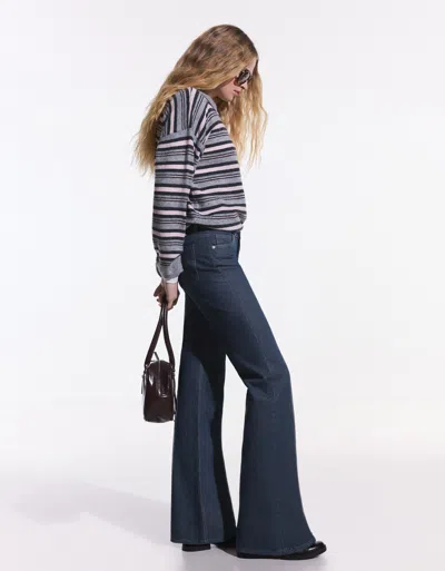 Bershka Low-waist Boot-cut Jeans In Blue