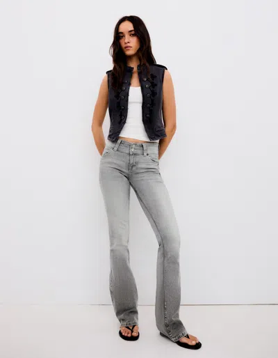Bershka Low-rise Bootcut Jeans With Flaps In Gray
