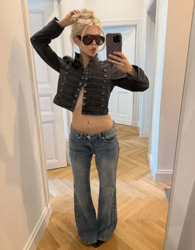 Bershka Low-rise Flared Baggy Jeans In Black
