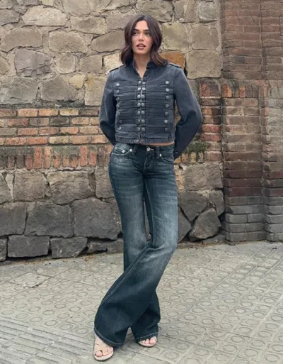 Bershka Low-rise Flared Baggy Jeans In Blue