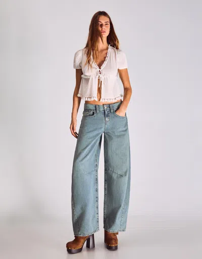 Bershka Low-rise Slouchy Jeans In Blue