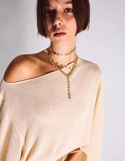Bershka Medallion Necklace In Gold