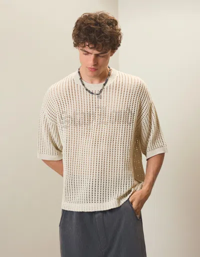 Bershka Mesh Print T-shirt In Brown