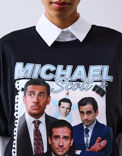 Bershka Michael The Office Short Sleeve T-shirt In Gray