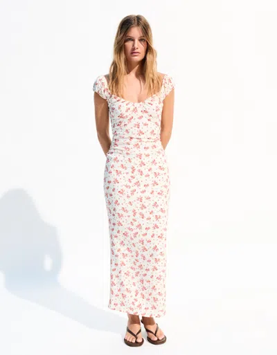 Bershka Midi Dress In Multi