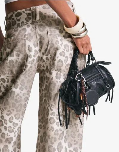 Bershka Mini Bowling Bag In Black