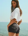 Bershka Mini Denim Shorts In Black