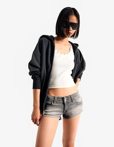 Bershka Mini Denim Shorts In Gray