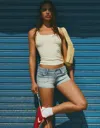 Bershka Mini Denim Shorts In Multi