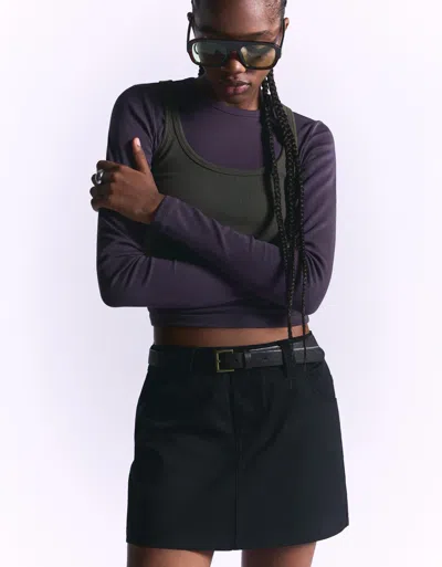 Bershka Mini Skirt With Belt In Black