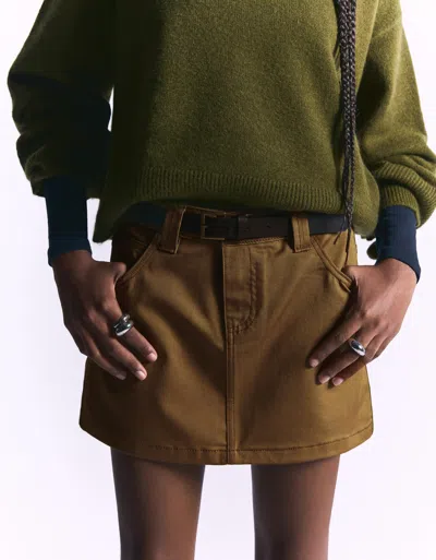 Bershka Mini Skirt With Belt In Brown