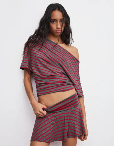 Bershka Mini Skirt With Double-layered Waist In Multi