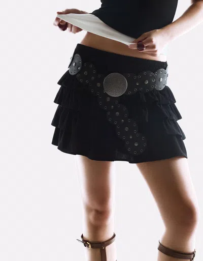 Bershka Mini Skirt With Ruffles In Black