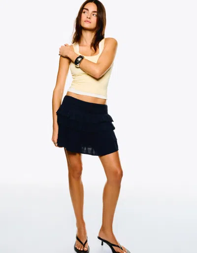 Bershka Mini Skirt With Ruffles In Blue