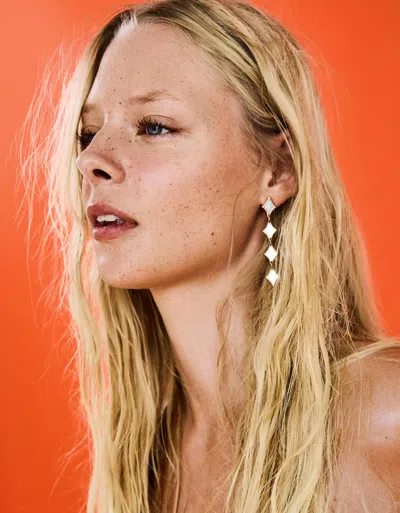 Bershka Mirror Cascade Earrings In Gold