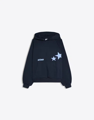 Bershka Moomin Print Hoodie In Blue