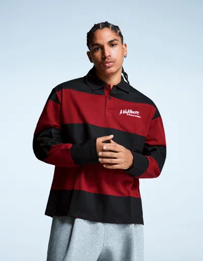 Bershka Nightmare On Elm Street Plush Polo Shirt In Multi
