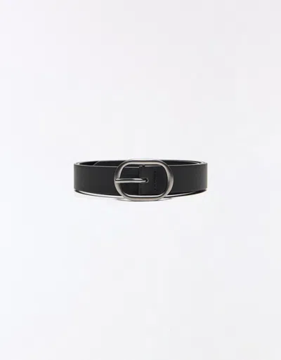 Bershka Oval Buckle Belt In Black