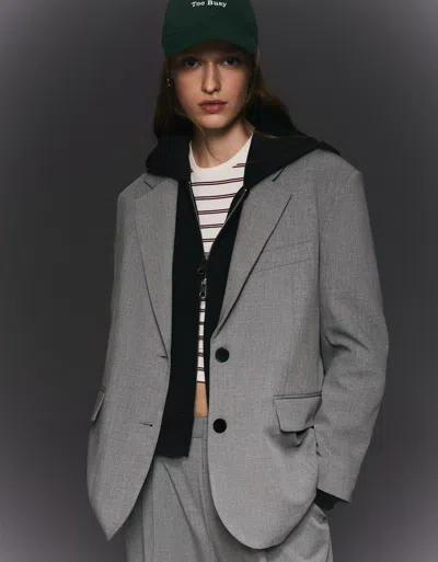 Bershka Oversize Blazer In Gray