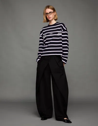 Bershka Oversize Long Sleeve Print T-shirt In Black