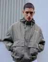 Bershka Oversize Plaid Technical Jacket In Multi