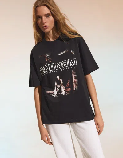 Bershka Oversize Short Sleeve Eminem T-shirt In Black