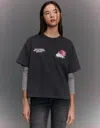 Bershka Oversize Short Sleeve Print T-shirt In Gray