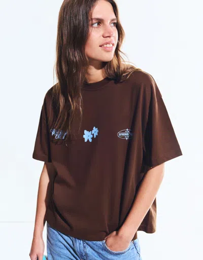 Bershka Oversize Short Sleeve Printed T-shirt In Multi