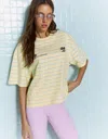 Bershka Oversize Short Sleeve Printed T-shirt In Multi