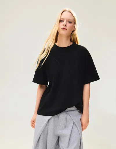 Bershka Oversize Short Sleeve T-shirt In Black