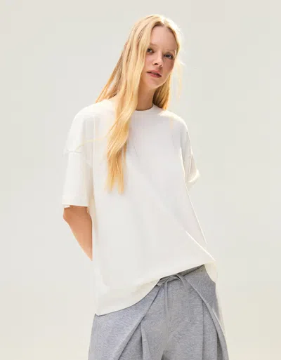 Bershka Oversize Short Sleeve T-shirt In White