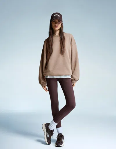 Bershka Oversize Sweatshirt With Pockets In Brown