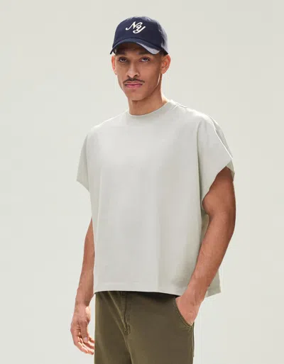 Bershka Oversize Worker Print T-shirt In Gray