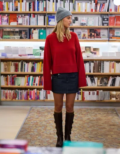 Bershka Oversized Sweater With Ribbed Hem In Red