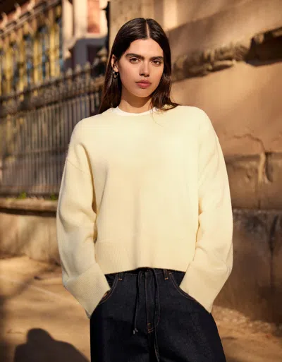 Bershka Oversized Sweater With Ribbed Hem In Yellow