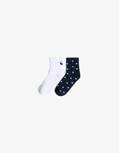 Bershka Pack Of 2 Pairs Of Printed Socks In Multi