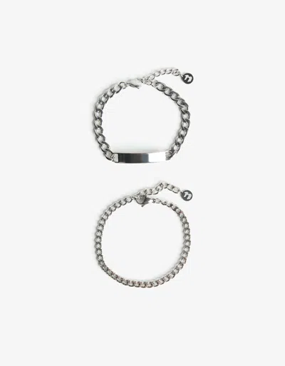 Bershka Pack Of 2 Steel Bracelets In Metallic