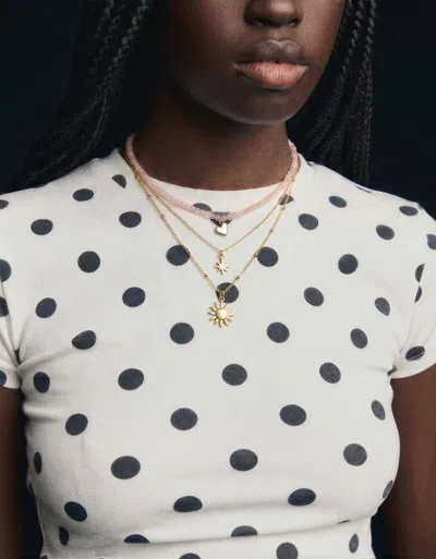 Bershka Pack Of 3 Beaded Necklaces In Gold