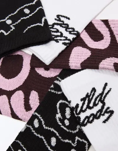Bershka Pack Of 3 Pairs Of Printed Socks In Multi