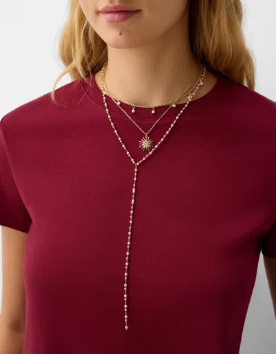 Bershka Pack Of 3 Pendant Necklaces In Gold