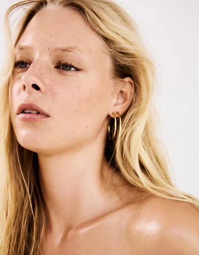 Bershka Pack Of Stainless Steel Hoop Earrings In Gold
